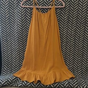NWOT Hayden sundress, gauzy fabric, golden yellow orange color, cross back
